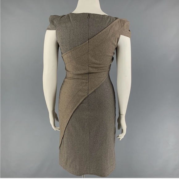 Zac Posen Grey Brown Wool Blend Stripe Shift Dress - Picture 8 of 11